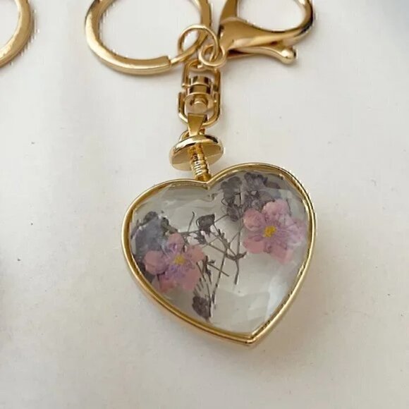 Set of 2 Keychains Amethyst Chips & Lavender Dried Flowers - Picture 4 of 12